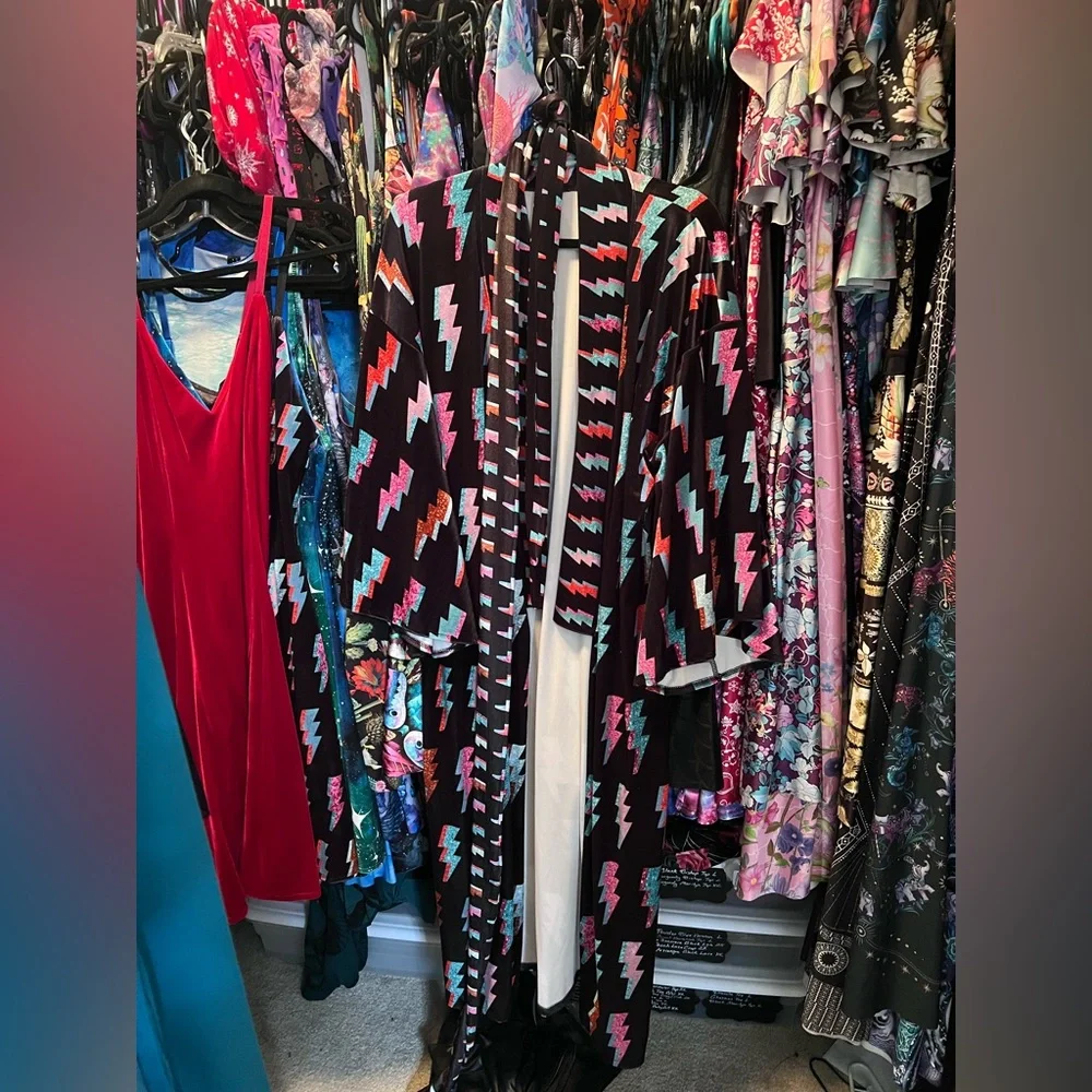 Blackmilk Ziggy Bowie Multicolor Lightning Bolt Robe OSFA NWT - Picture 2 of 4